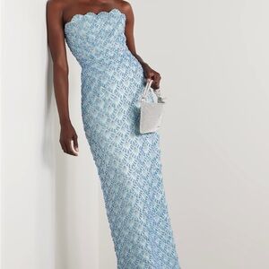 CLIO PEPPIATT Ariel strapless scalloped embellished satin gown